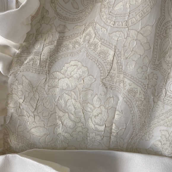 Custom made ivory tone on tone sleeveless dress with satin ruffle and bow. - Picture 4 of 7